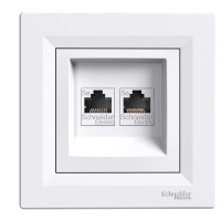РОЗЕТКА КОМП'ЮТЕРНА RJ45 UTP КАТ. 5Е ПОДВІЙНА БІЛА ASFORA, EPH4400121