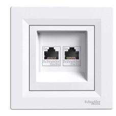 РОЗЕТКА КОМП'ЮТЕРНА RJ45 UTP КАТ. 5Е ПОДВІЙНА БІЛА ASFORA, EPH4400121