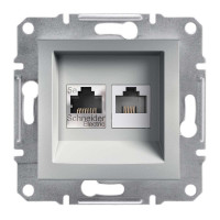 РОЗЕТКА КОМПЬЮТЕРНАЯ RJ45 КАТ. 5Е И ТЕЛЕФОННАЯ РОЗЕТКА RJ12 ASFORA АЛЮМИНИЙ, EPH4900161