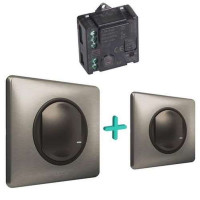 67627. Celiane with NETATMO. Набор для управления освещением из 2х мест. Микромодуль реле + 2шт умных беспроводных 1-клавишных выключателей. Цвет Графит