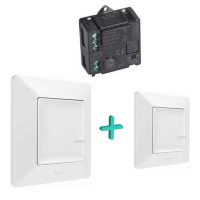 752150. Valena Life with NETATMO. Набір для управління освітленням з 2х місць. Мікромодуль реле + 2шт розумних беспроводових 1-клавішних вимикача. Колір Білий
