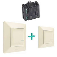 752250. Valena Life with NETATMO. Набір для управління освітленням з 2х місць. Мікромодуль реле + 2шт розумних беспроводових 1-клавішних вимикача. Колір Слонова кістка