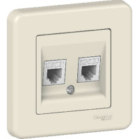 РОЗЕТКА ТЕЛЕФОННА 4 КОНТАКТИ ПОДВІЙНА КРЕМОВА LEONA, LNA4200123