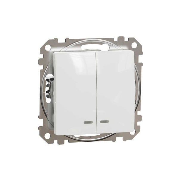 Двоклавішний вимикач з синьою LED підсвіткою Білий Sedna Design Schneider Electric SDD111105L