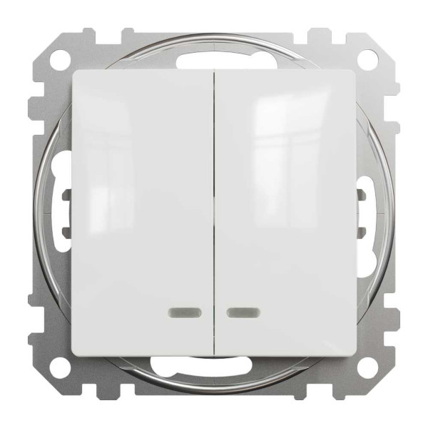 Двоклавішний вимикач з синьою LED підсвіткою Білий Sedna Design Schneider Electric SDD111105L