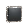 Двоклавішний вимикач з синьою LED  підсвіткою Чорний Sedna Design Schneider Electric SDD114105L