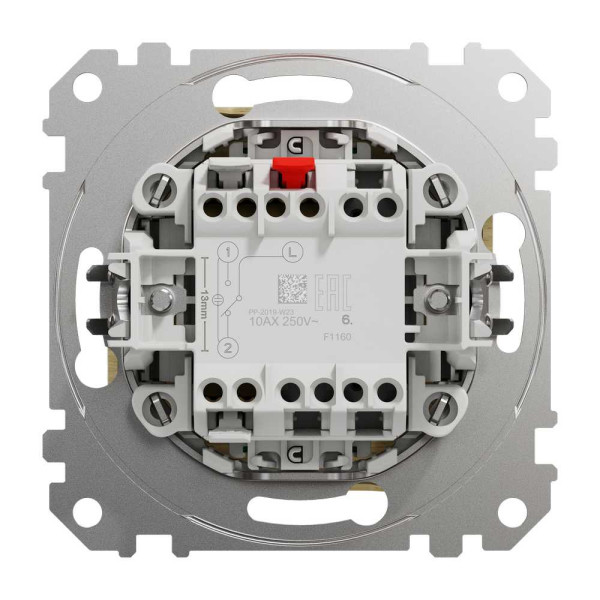 Перемикач однокавішний, Sedna Design & Element з  синьою LED підсвіткою, Береза - імітація дерева, SDD180106L, Schneider Electric