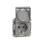 Розетка з заземленням, зі шторками, та з кришкою IP44 Алюміній Sedna Design Schneider Electric SDD213024