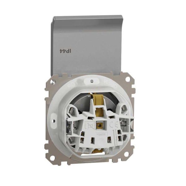 Розетка з заземленням, зі шторками, та з кришкою IP44 Алюміній Sedna Design Schneider Electric SDD213024