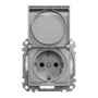 Розетка з заземленням, зі шторками, та з кришкою IP44 Алюміній Sedna Design Schneider Electric SDD213024