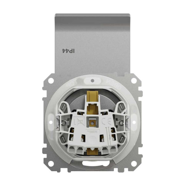 Розетка з заземленням, зі шторками, та з кришкою IP44 Алюміній Sedna Design Schneider Electric SDD213024