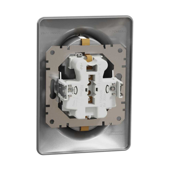Подвійна розетка 2P+E з заземляючим контактом, Алюміній Sedna Design Schneider Electric SDD313221