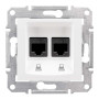 ПОДВІЙНА КОМП'ЮТЕРНА РОЗЕТКА RJ45 STP КАТЕГОРІЯ 6 SEDNA БІЛИЙ, SDN5000121