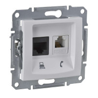 ТЕЛЕФОН+КОМП'ЮТЕРНА РОЗЕТКА (RJ45-КАТ. 6 UTP) SEDNA БІЛИЙ, SDN5200121