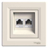 РОЗЕТКА КОМП'ЮТЕРНА RJ45 UTP КАТ. 5Е ПОДВІЙНА КРЕМ ASFORA, EPH4400123