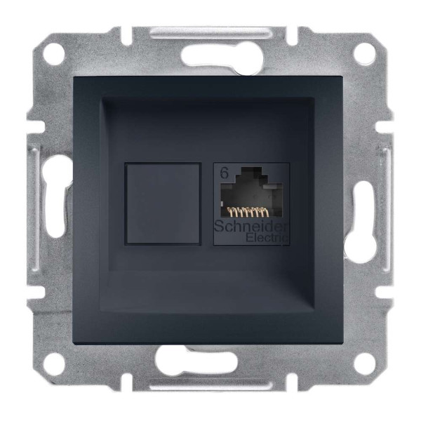 РОЗЕТКА КОМП'ЮТЕРНА RJ45 UTP КАТ.6 ASFORA АНТРАЦИТ, EPH4700171