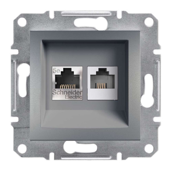 РОЗЕТКА КОМП'ЮТЕРНА RJ45 КАТ. 5Е І ТЕЛЕФОННА РОЗЕТКА RJ12 ASFORA СТАЛЬ, EPH4900162