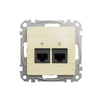 Компютерна розетка подвійна, роз’єм RJ45
кат. 5е UTP, Sedna Design & Elements, Береза - імітація дерева, SDD180452 Schneider Electric