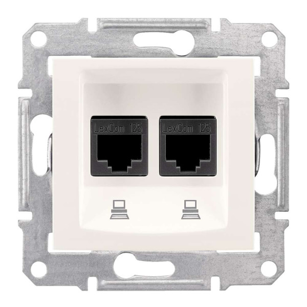 ПОДВІЙНА КОМП'ЮТЕРНА РОЗЕТКА RJ45 STP КАТЕГОРІЯ 6 SEDNA СЛОНОВА КІСТКА, SDN5000123
