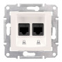 ПОДВІЙНА КОМП'ЮТЕРНА РОЗЕТКА RJ45 STP КАТЕГОРІЯ 6 SEDNA СЛОНОВА КІСТКА, SDN5000123