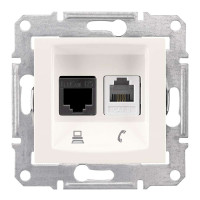 ТЕЛЕФОН+КОМП'ЮТЕРНА РОЗЕТКА (RJ45-КАТ. 6 UTP) SEDNA СЛОНОВА КІСТКА, SDN5200123
