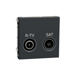 Розетка R-TV SAT прохідна, 2 модулі антрацит, NU345654